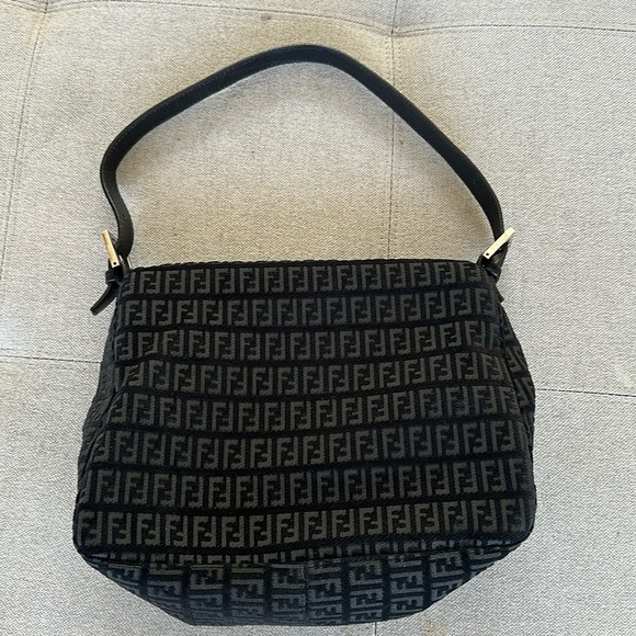 Fendi Monogram Black Suede Shoulder Bag - Picture 3 of 12